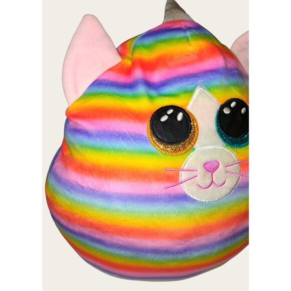 Rainbow Unicorn Cat Plush Stuffed Animal Pillow TY Large - Picture 3 of 10